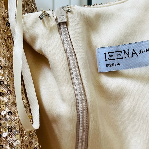 Beautiful sz 4 gold sequined long gown w/silt by Ieena by Mac Douggal w/stretch - Picture 3 of 6